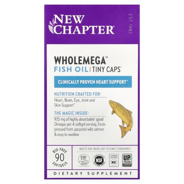 New Chapter - Óleo de Peixe Wholemega Tiny Caps 90 Cápsulas Softgel Sem BSE