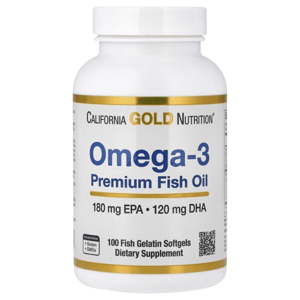 California Gold Nutrition - Óleo de Peixe Premium Ômega-3 100 Cápsulas Softgel de Gelatina de Peixe (1100 mg por Cápsula Softgel)