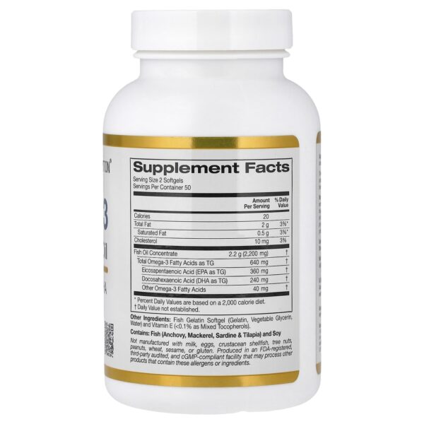 California Gold Nutrition - Óleo de Peixe Premium Ômega-3 100 Cápsulas Softgel de Gelatina de Peixe (1100 mg por Cápsula Softgel)