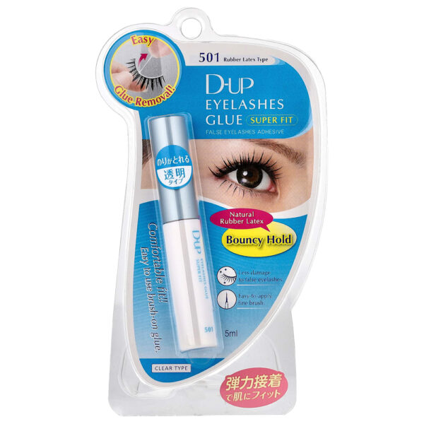 D-UP - Cola para Cílios Super Fit Adesivo para Cílios Postiços Tipo de Látex de Borracha Transparente 501 5 ml