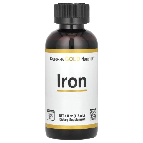 California Gold Nutrition - Ferro como Bisglicinato Ferroso Quelato e Raiz de Doca Amarela 118 ml