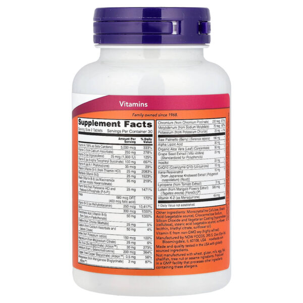 NOW Foods - ADAM Multivitamínico Superior para Homens 60 Comprimidos