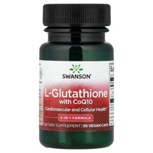 Swanson Vitamins - L-Glutationa com CoQ10 30 Cápsulas Veganas