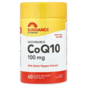 Sundance - CoQ10 Absorvível com Extrato de Pimenta-do-reino 60 Cápsulas Softgel de Liberação Rápida