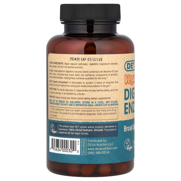 Deva - Enzimas Digestivas Veganas + 90 Cápsulas Veganas