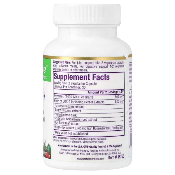 Paradise Herbs - Bromelaína+ 60 Cápsulas Vegetarianas