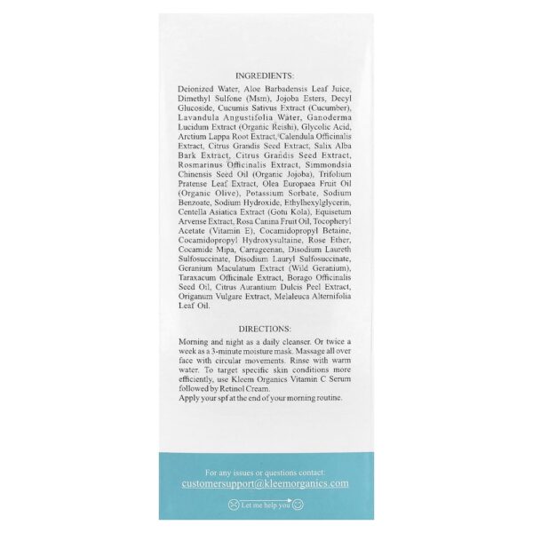 Kleem Organics - Sabonete para Limpeza Facial Pro-Colágeno Para Todos os Tipos de Pele 120 ml