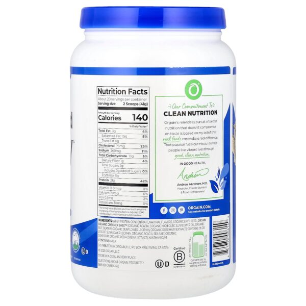 Orgain - Orgain Grass Fed Whey de Gado Criado no Pasto Fava de Baunilha 828 g