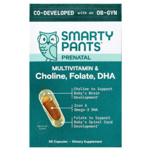 SmartyPants - Pré-Natal Multivitamínico e Colina Folato DHA 60 Cápsulas