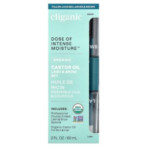 Cliganic - Dose of Intense Moisture Óleo de Rícino Orgânico Conjunto para Cílios e Sobrancelhas 60 ml