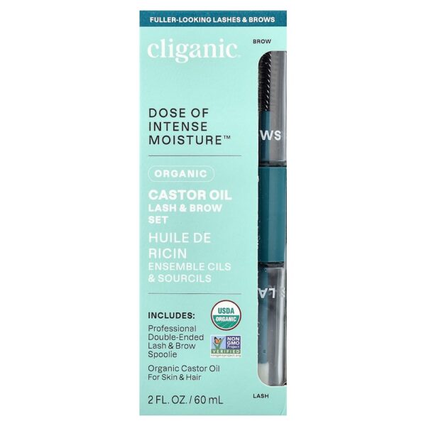 44-45.jpg Cliganic - Dose of Intense Moisture Óleo de Rícino Orgânico Conjunto para Cílios e Sobrancelhas 60 ml