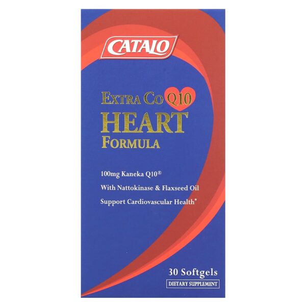 CATALO - Fórmula Extra de CoQ10 para o Coração com Nattoquinase e Óleo de Linhaça 30 Cápsulas Softgel