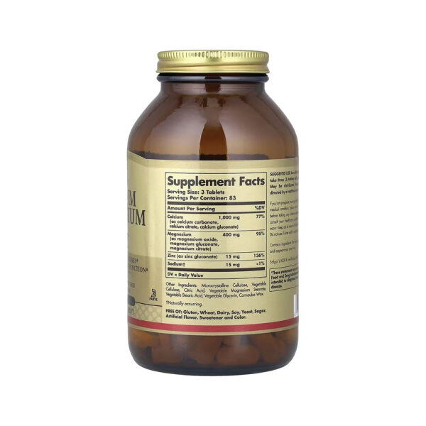Cálcio, Magnésio e Zinco Calcium Magnesium Zinc 250 Comprimidos - Solgar