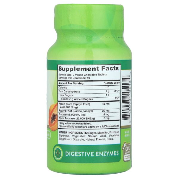 Nature's Truth - Enzimas de Mamão Mastigáveis Natural Tropical 120 Comprimidos Mastigáveis