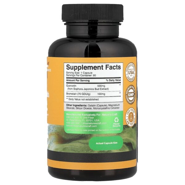 Nature's Craft - Quercetina com Bromelina 90 Cápsulas