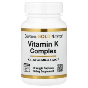 California Gold Nutrition - Vitaminas do Complexo K 60 Cápsulas Vegetais