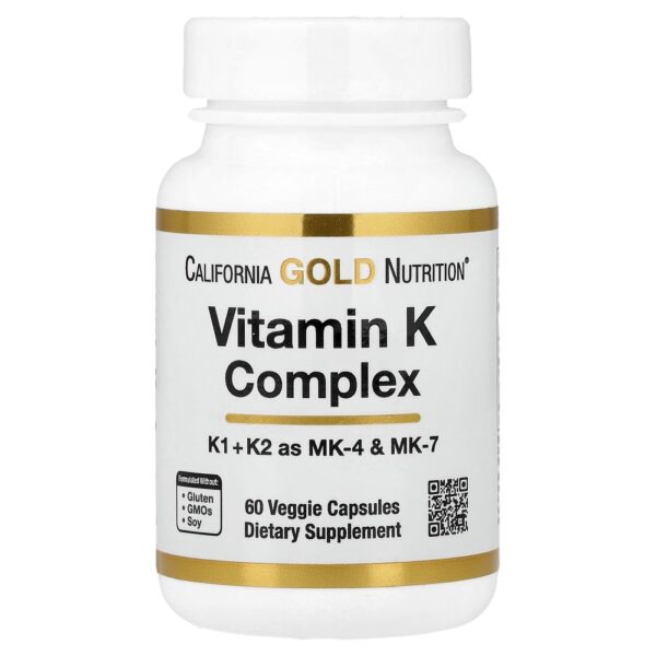 California Gold Nutrition - Vitaminas do Complexo K 60 Cápsulas Vegetais