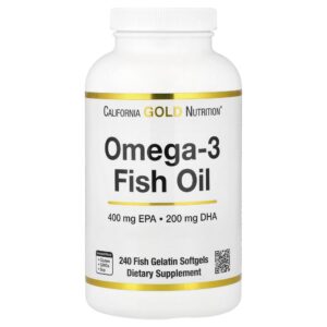 California Gold Nutrition - Ômega-3 de Óleo de Peixe Triglicerídeos Vivomega 1000 mg 240 Cápsulas Softgel de Peixe