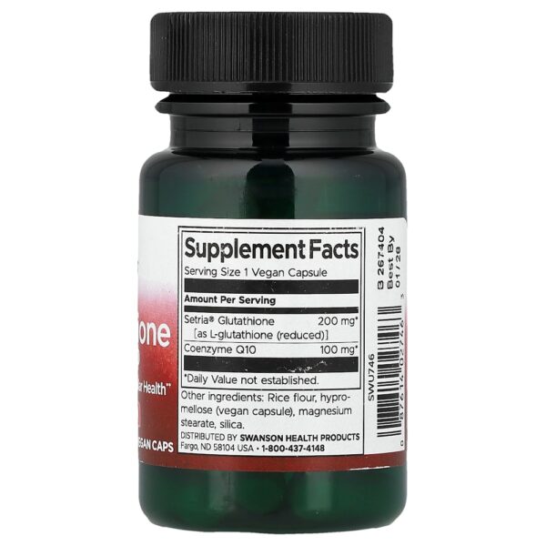 Swanson Vitamins - L-Glutationa com CoQ10 30 Cápsulas Veganas