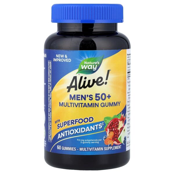 Nature's Way - Gomas Multivitamínicas Alive! para Homens com Mais de 50 Anos Frutas 60 Gomas