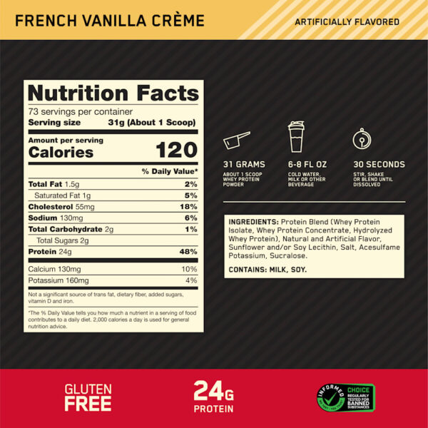 Optimum Nutrition - Gold Standard 100% Whey Creme de Baunilha Francesa 2,27 kg