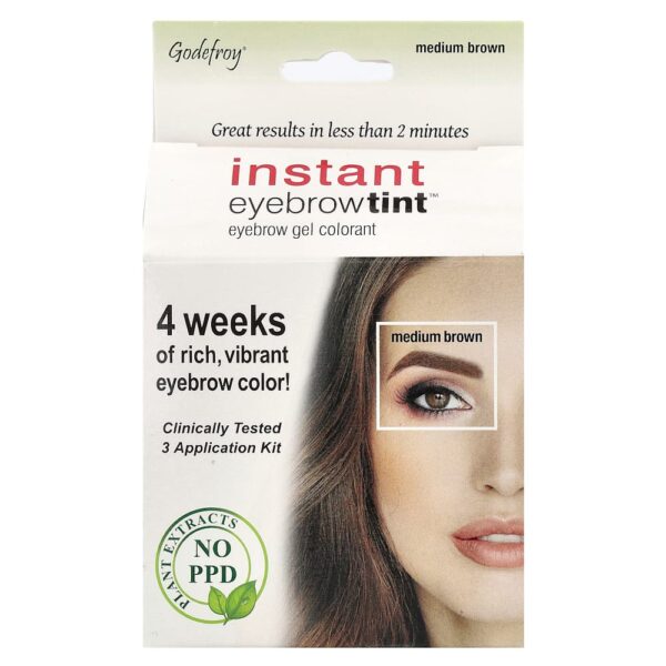 Godefroy - Tonalidade Instantânea de Sobrancelhas Castanho Médio Kit com 3 Aplicações