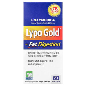 Enzymedica - Lypo Gold Para Gordura e Digestão 60 Cápsulas