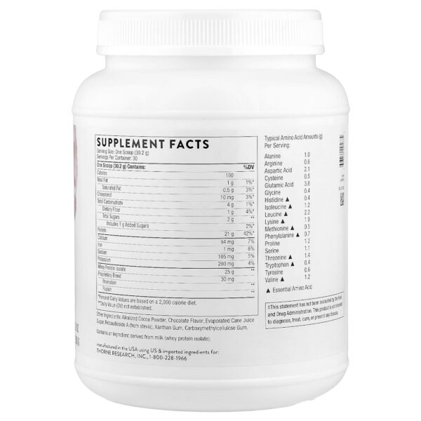 Thorne - Isolado de Whey Protein Chocolate 906 g