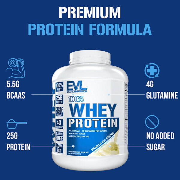 EVLution Nutrition - 100% Whey Protein Sorvete de Baunilha 2,268 kg