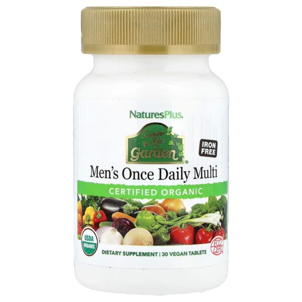 NaturePlus - Source of Life Garden Multivitamínico Orgânico para Homens Sem Ferro 30 Comprimidos Veganos