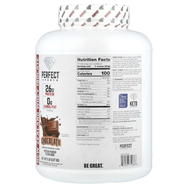 PERFECT Sports - Whey Isolado da Nova Zelândia Chocolate de Leite 2,27 kg