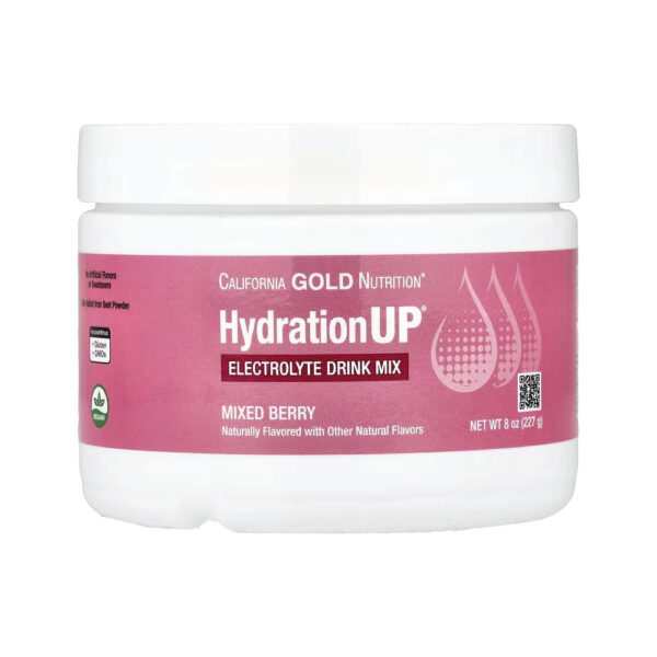 HydrationUP Mistura para Bebida de Eletrólitos com Cálcio Potássio Vitamina C e Vitamina E Frutos Silvestres 227 g - California Gold Nutrition