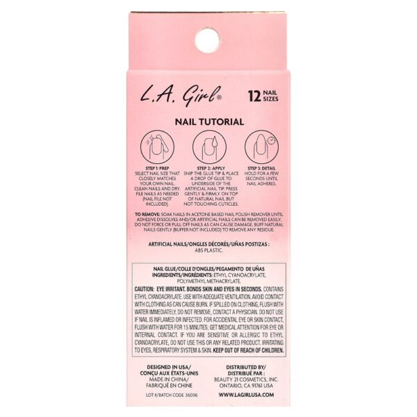 L.A. Girl - Oh So Shiny Artificial Nails Gel Brilhante para Unhas GNT152 Wildest Dream Kit com 25 Unidades