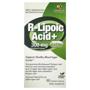 Genceutic Naturals - Ácido R-lipoico+ 60 Cápsulas Vegetarianas