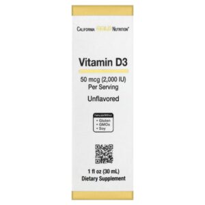 California Gold Nutrition - Vitamina D3 Sem Sabor 50 mcg (2000 UI) 30 ml