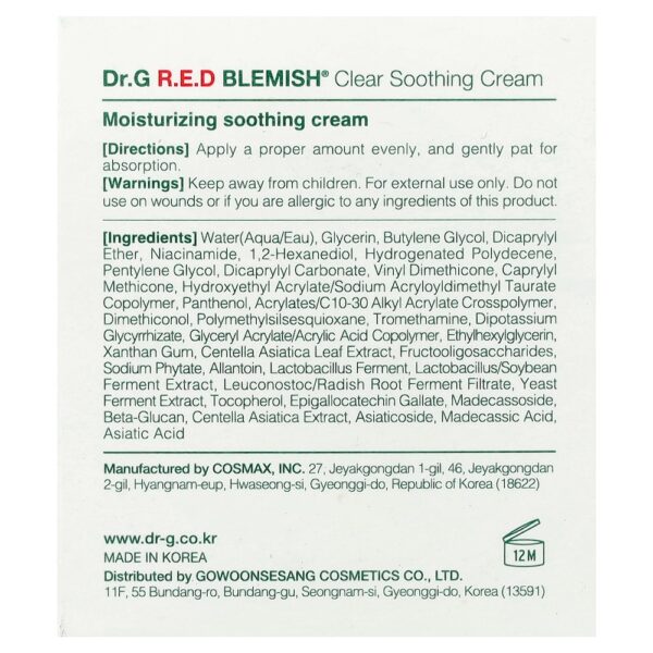 Dr. G - RED Blemish Creme Claro Calmante Para Peles Sensíveis 70 ml