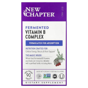 52-15.jpg New Chapter - Vitaminas do Complexo B Fermentadas 90 Comprimidos Veganos