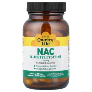 Country Life - NAC Acetilcisteína 750 mg 60 Cápsulas Veganas
