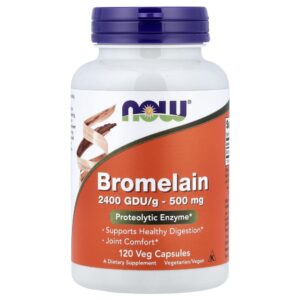 NOW Foods - Bromelina 500 mg (2.400 GDU/g) 120 Cápsulas Vegetais