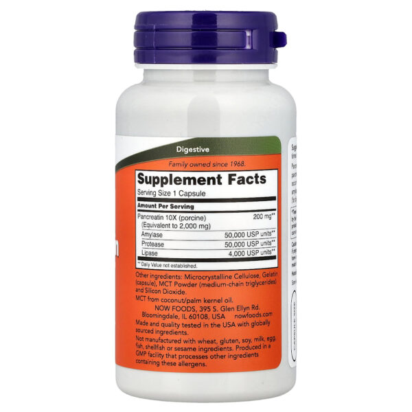 NOW Foods - Pancreatina 2000 100 Cápsulas (200 mg por Cápsula)