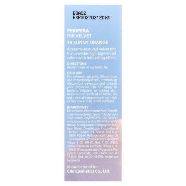Peripera - Tintura Labial Ink Velvet Climatizante 39 Sunny Orange 4 g