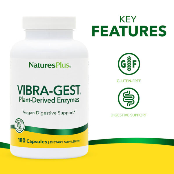 NaturePlus - Vibra-Gest Enzimas de Origem Vegetal 180 Cápsulas