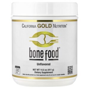 California Gold Nutrition - Bone Food com Peptídeos de Colágeno Ácido Hialurônico mais Vitaminas e Minerais Sem Sabor 411 g