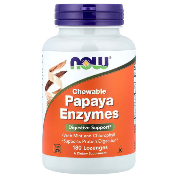 NOW Foods - Enzimas de Mamão Mastigáveis 180 Pastilhas