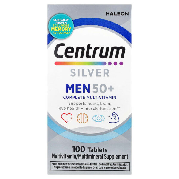 Centrum - Silver para Homens Acima de 50 Anos Multivitamínico Completo 100 Comprimidos