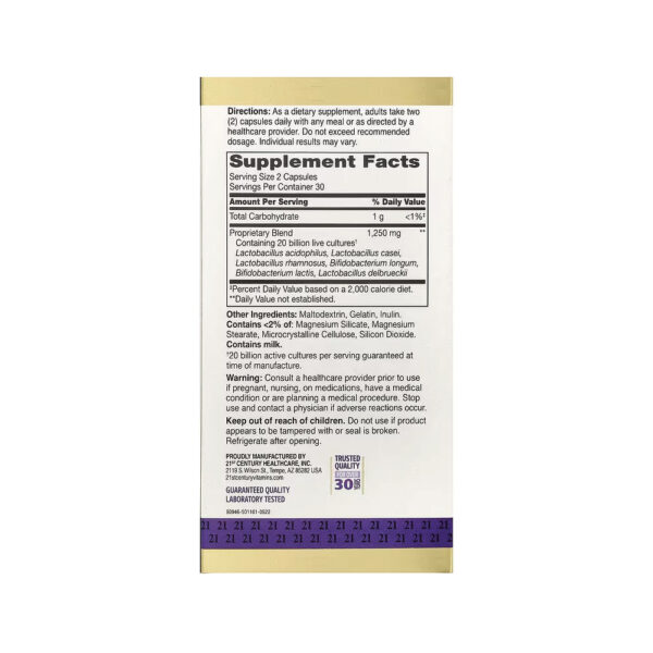 Probiótico Avançado Ultrapotente 60 Cápsulas - 21st Century
