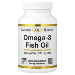 California Gold Nutrition - Óleo de Peixe Ômega-3 Triglicerídeos Vivomega 1000 mg 90 Cápsulas Softgel de Gelatina de Peixe