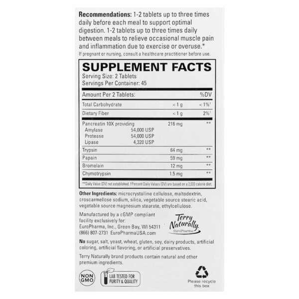 Terry Naturally - Enzimas Digestivas Clínicas 90 Comprimidos
