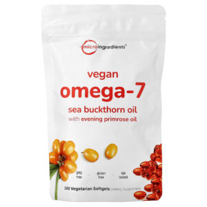 Micro Ingredients - Óleo de Espinheiro-marítimo Vegano com Óleo de Prímula 240 Cápsulas Softgel Vegetarianas