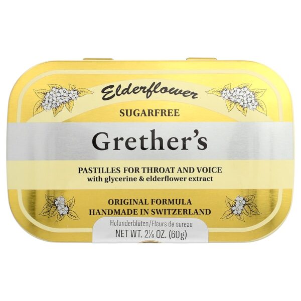 6-40.jpg Grethers - Para Garganta e Voz Sem Açúcar Sabugueiro 24 Pastilhas